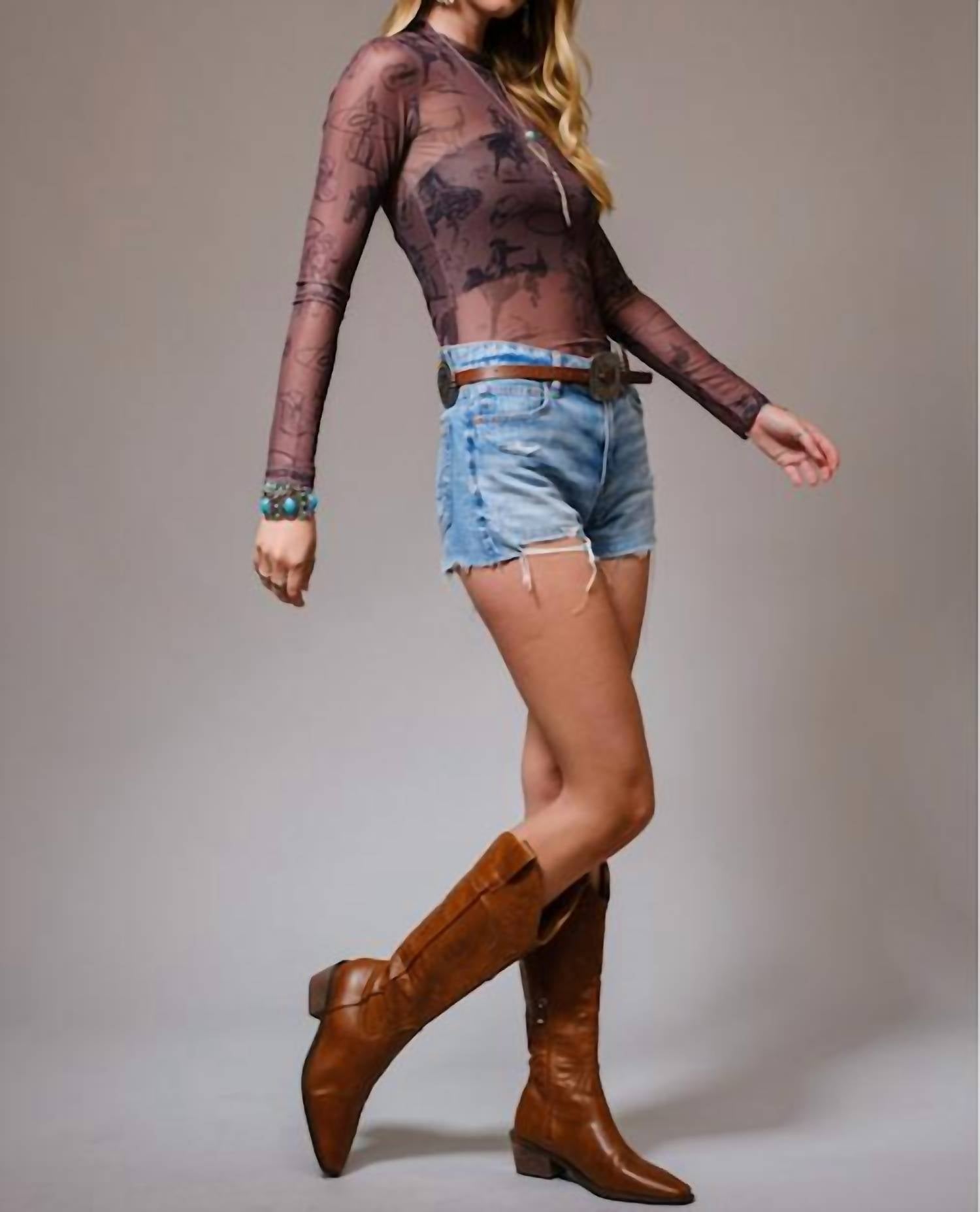 Blue B - Grit & Grace Mesh Mock Neck Top