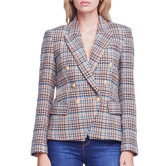 L'Agence - KENZIE TWEED DOUBLE-BREASTED BLAZER AND SHORTS SET