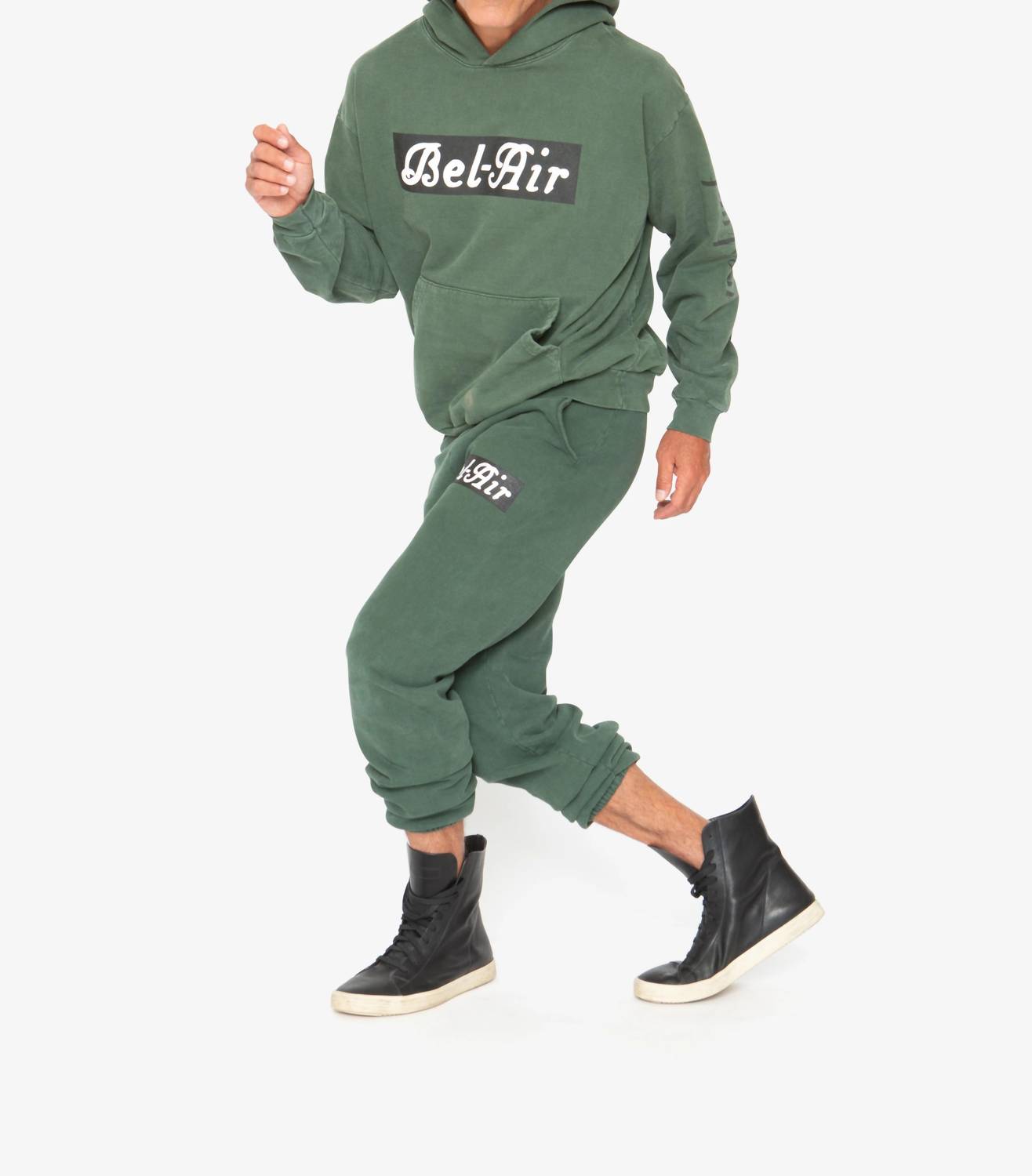 Cloney Bel Air Hoodie in dark green - men's shirt - alternate view