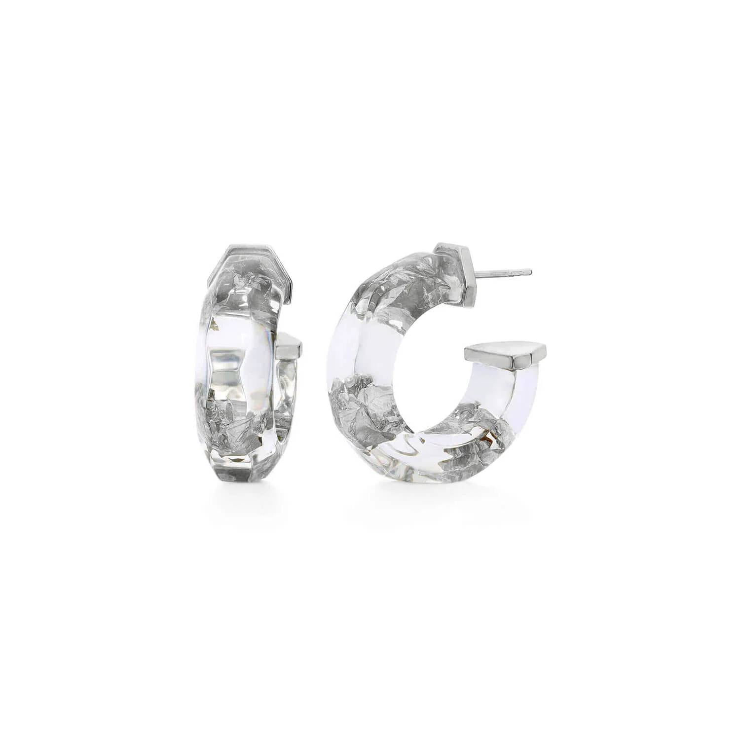 Gold & Honey - Women's Faceted Lucite Huggie Hoop Earrings