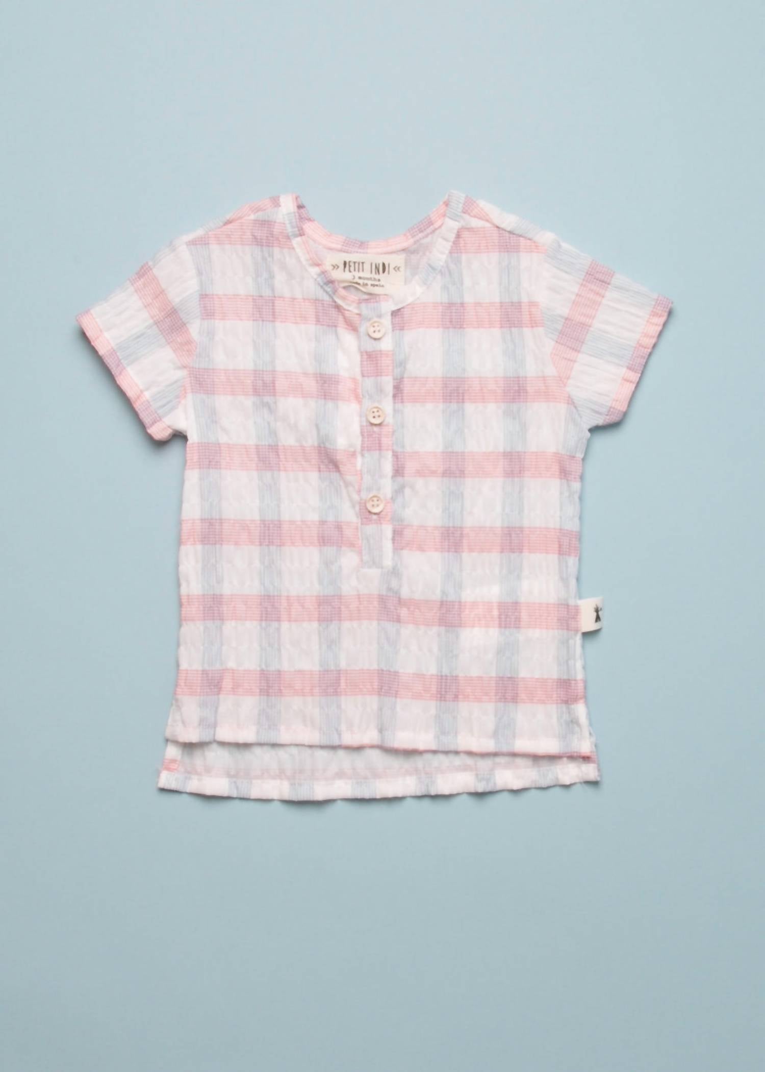 Petit Indi - Girl's Woven Henley Top
