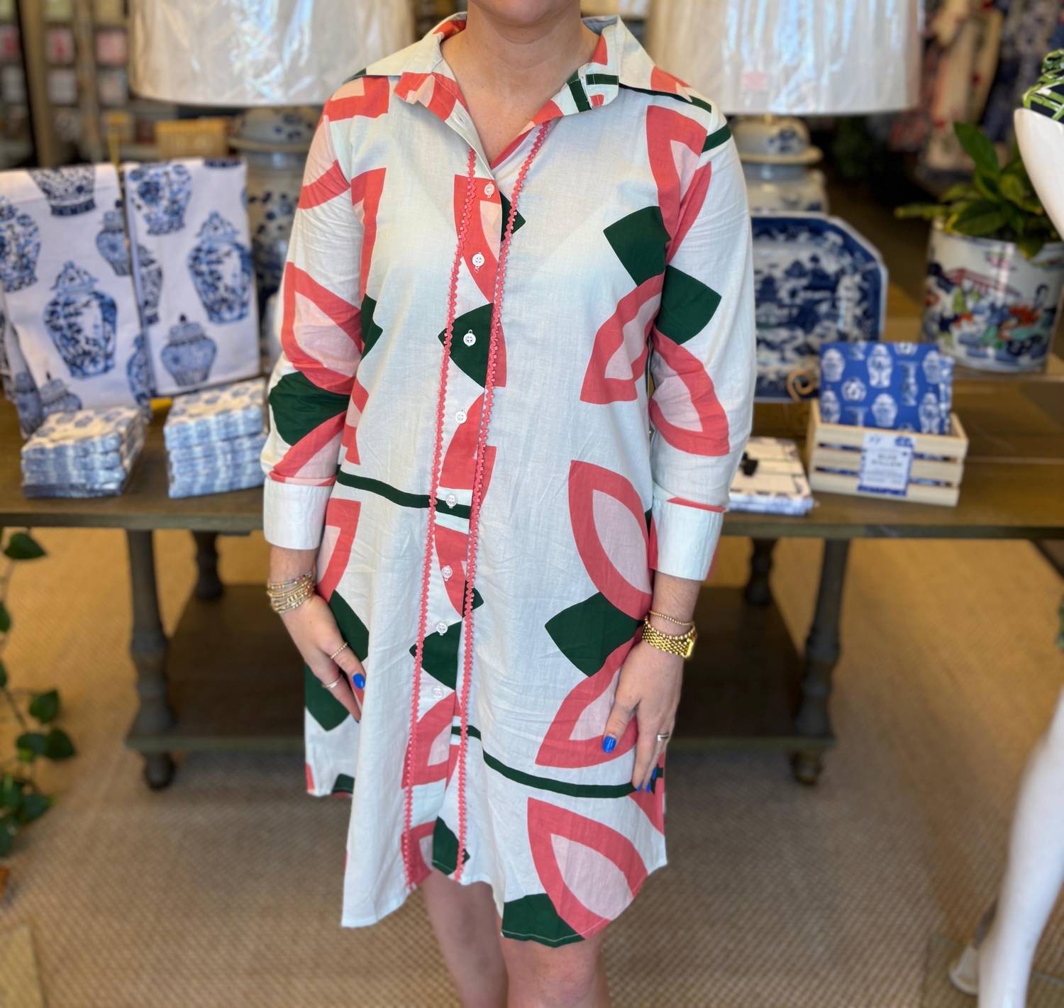 Modaposa - Carlotta Midi Shirt Dress Moroccan Picturesque