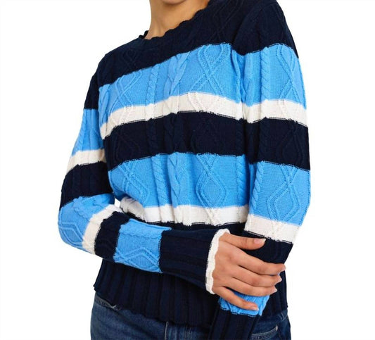 Brodie Cashmere - Cora Cable Stripe Crew Sweater