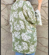 Amoli - Floral Kimono With Crochet Lace Trim
