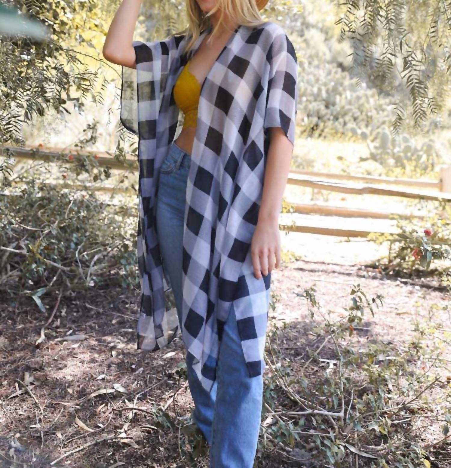 Leto - Lightweight Buffalo Check Kimono