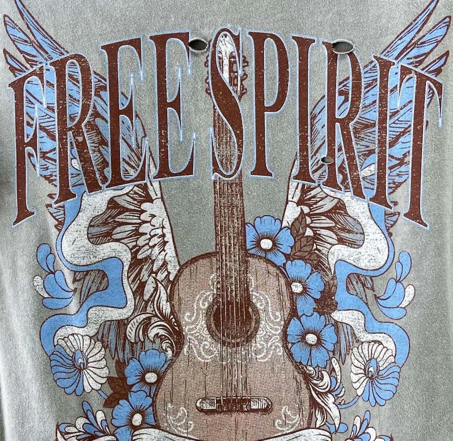 Zutter Women's Free Spirit Guitar Tee in mineral washed khaki - women's t-shirt - alternate view