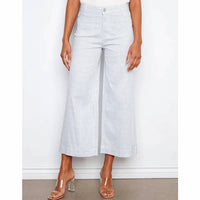 Charlie B - Women's Yarn Striped Cropped Flare Twill Pants