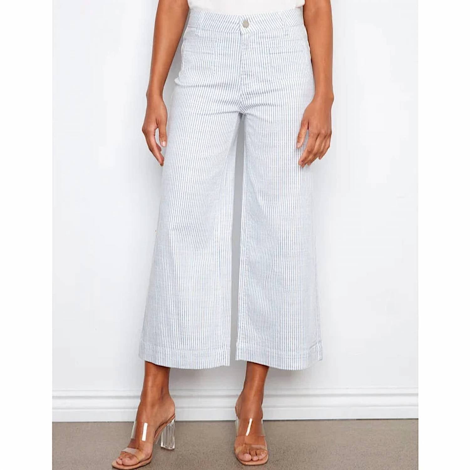 Charlie B - Women's Yarn Striped Cropped Flare Twill Pants