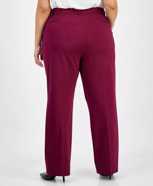 Kasper - High Rise Straight Leg Pants - Plus