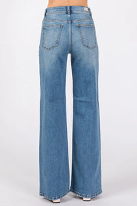 Letter to Juliet Workman Place Wide Leg Jeans in medium wash - women's jeans - detail view