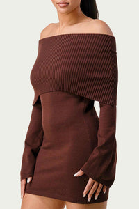 OFF-THE-SHOULDER SWEATER DRESS
