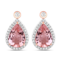 Diana M Jewels Women's Pear Natural Pink Morganite Stud Earrings (3.03 Ct) - Signature Plus in 14k rose gold - women's jewelry
