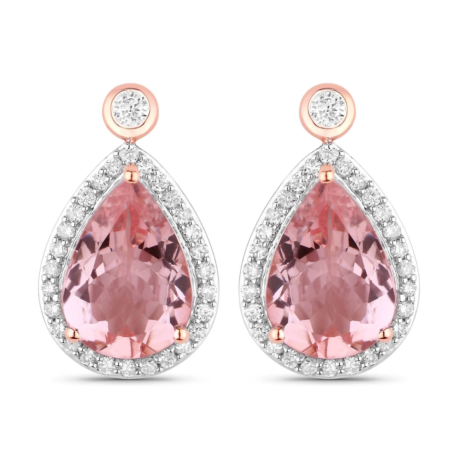 Diana M Jewels Women's Pear Natural Pink Morganite Stud Earrings (3.03 Ct) - Signature Plus in 14k rose gold - women's jewelry