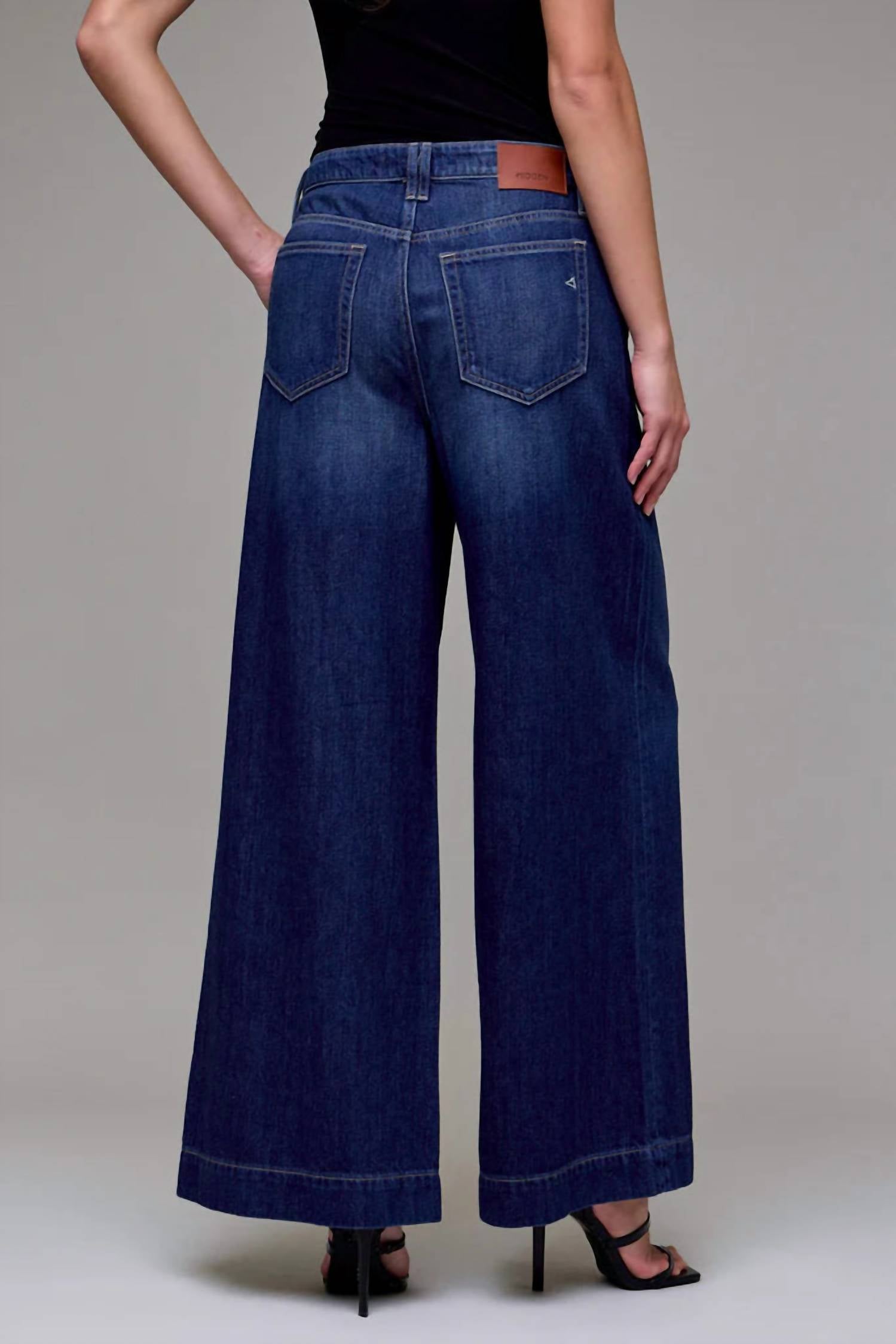 HIDDEN Nori High Rise Super Wide Leg Jeans in dark blue - women's pants - alternate view