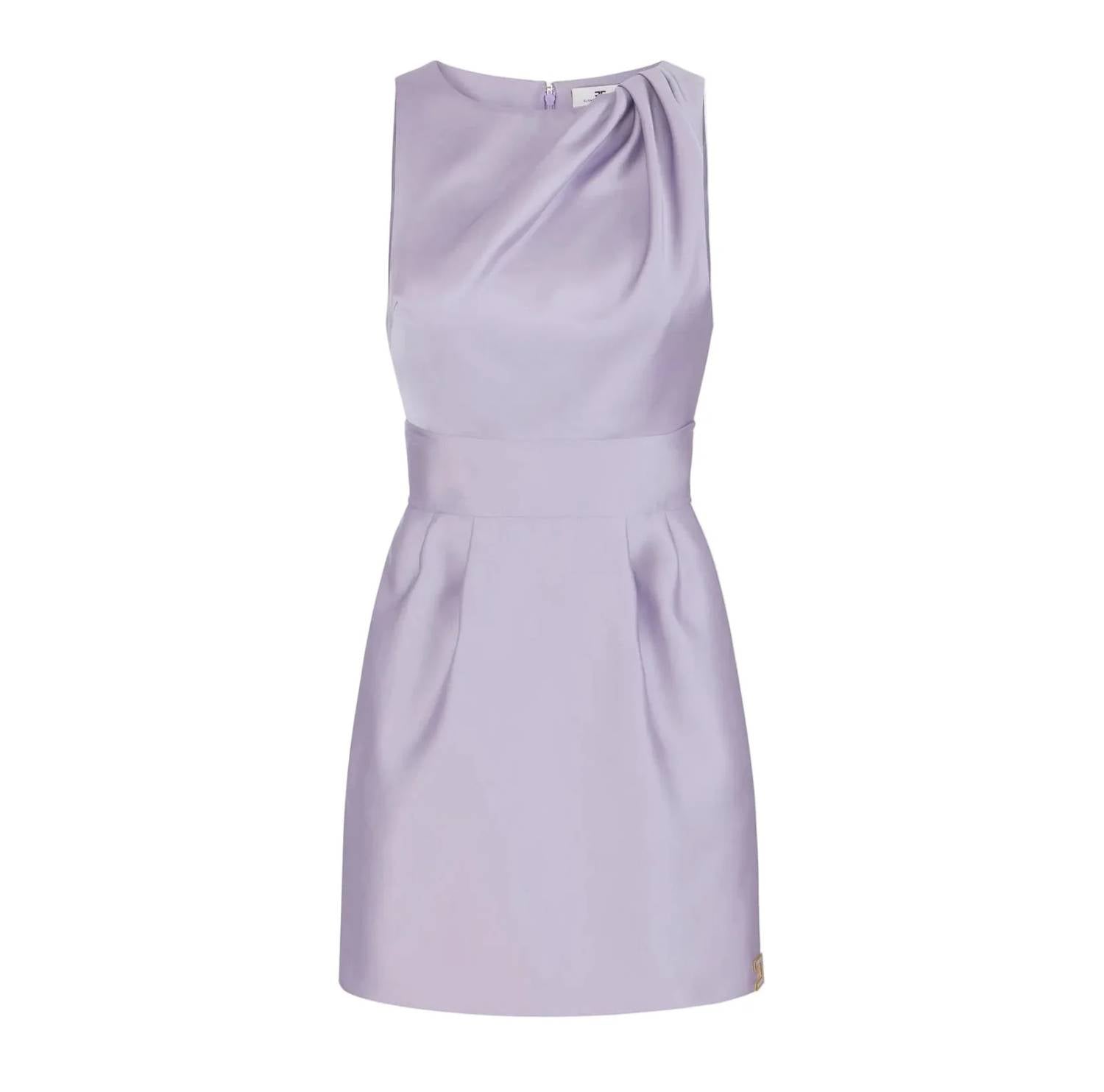 Elisabetta Franchi - Draped Neck Sleeveless Satin Dress