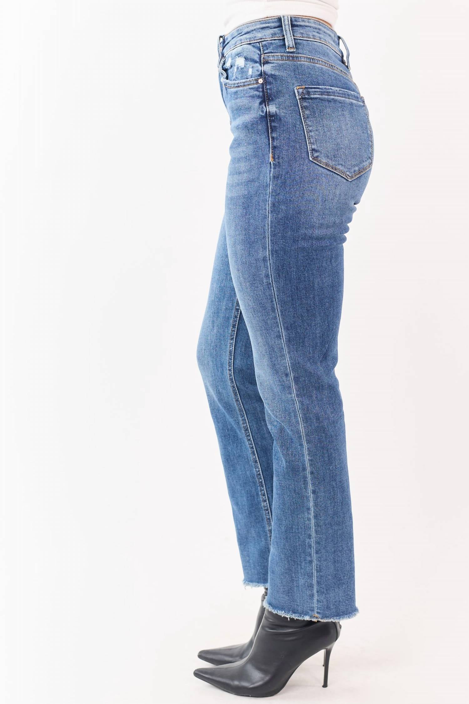 mica denim High Rise Straight Leg Jeans in medium wash - women's jeans - alternate view