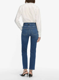 FRAME Le Sleek Straight Leg Jeans in blue - women's jeans - detail view