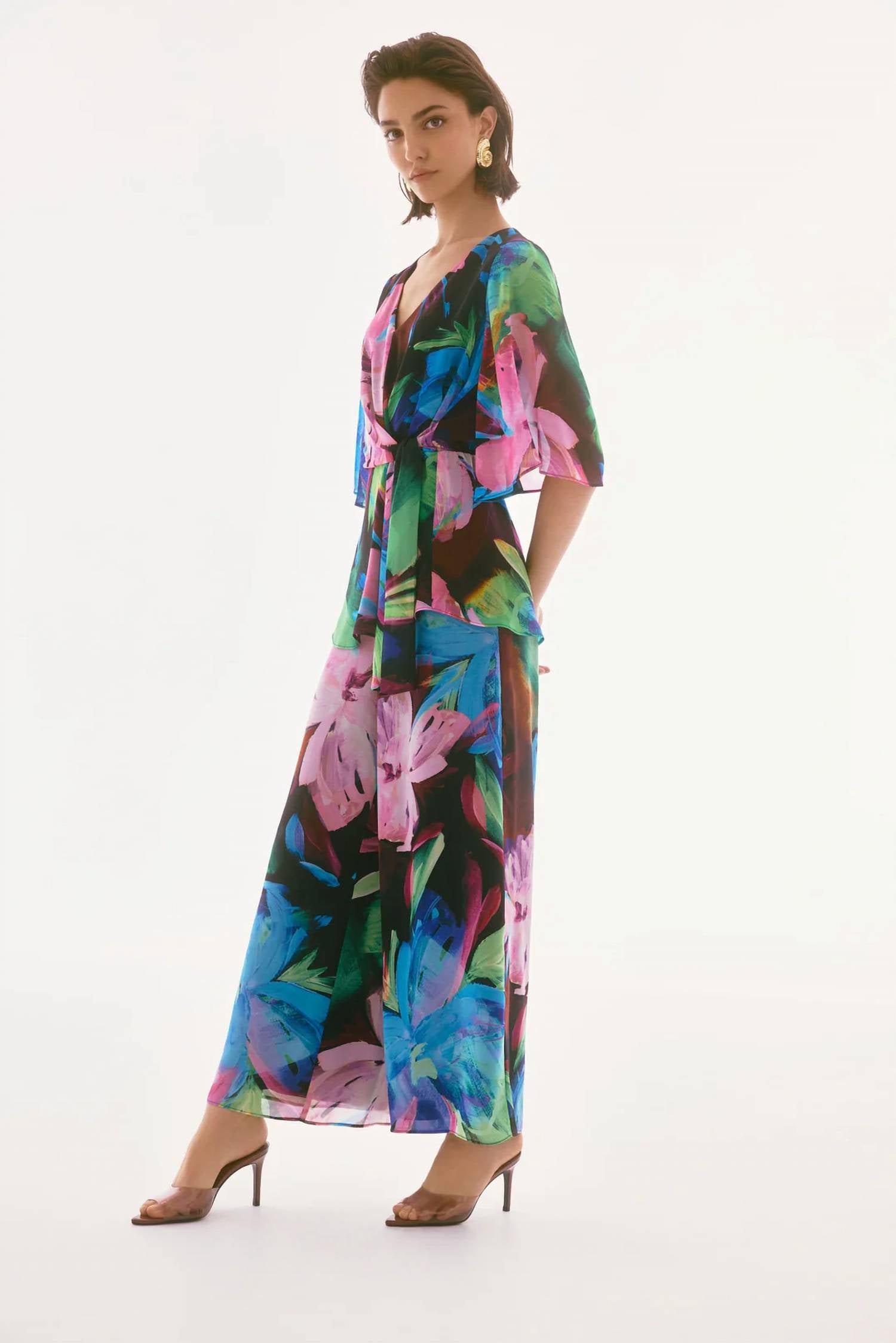 Joseph Ribkoff - CHIFFON FLORAL PRINT WIDE LEG PANTS