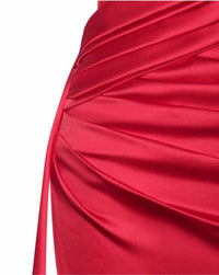 Miss Circle - Satin Crystalized Strapless Formal Gown With High Slit