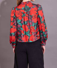 Alden Adair Oliver Long Sleeve Top in legacy floral leaf - women's blouse - alternate view