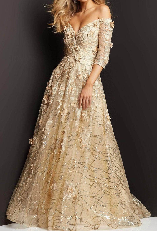 Jovani - Quarter Sleeve Mother Of The Bride Gown