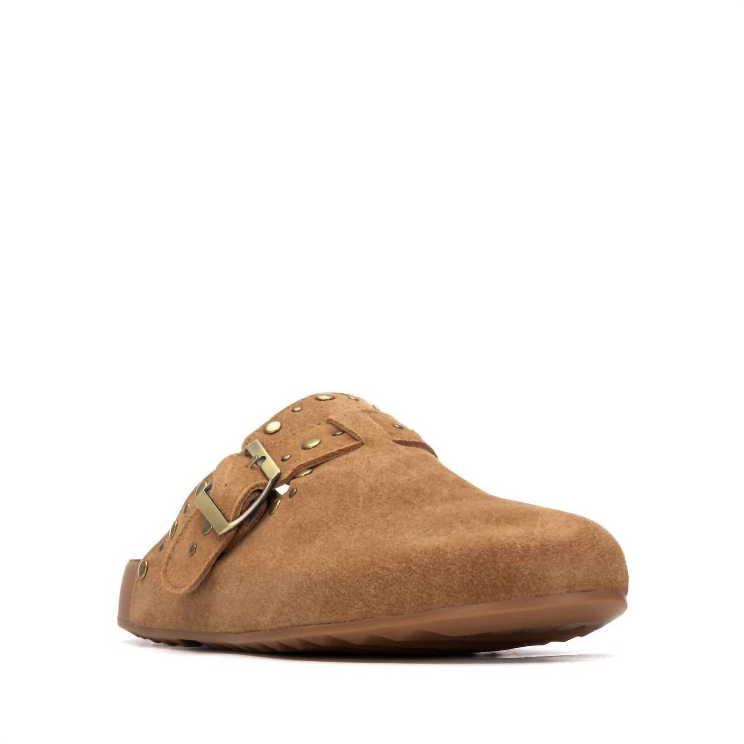 Xti Women's Suede Clog Shoes in camel - women's shoe - alternate view