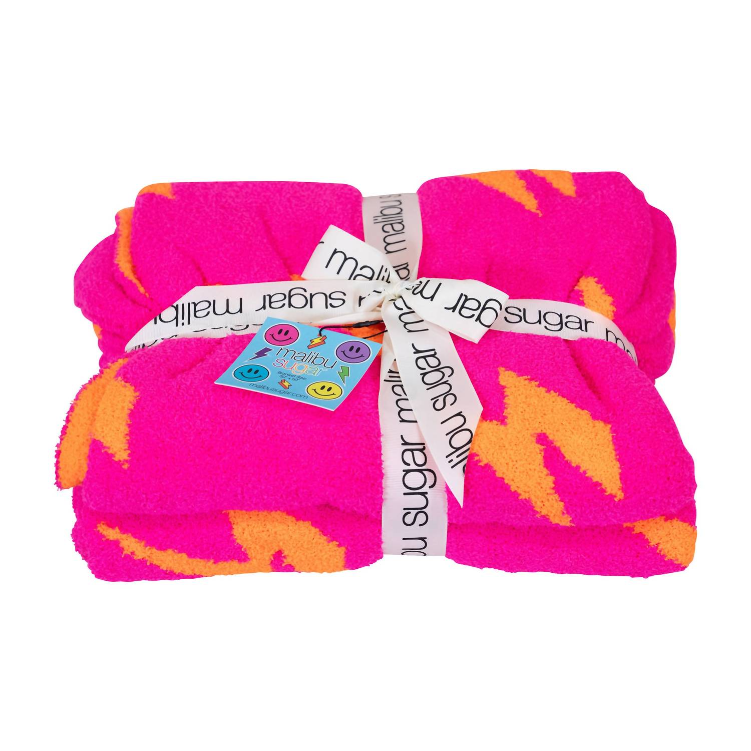 Malibu Sugar - Smiley Face & Lightning Plush Throw Blankets