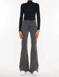 Kancan - Stripe Pants With Frayed Hem