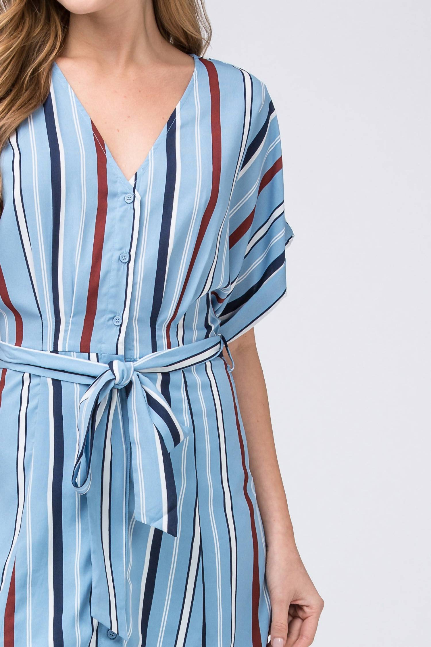 entro Striped Mini Shirtdress in blue - women's dress - view 5