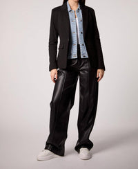 BLUE REVIVAL Helen Blazer in black med wash denim insert - women's jacket - detail view