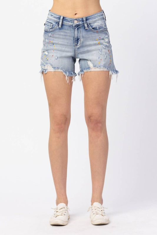 Judy Blue - Paint Splatter Distressed Shorts