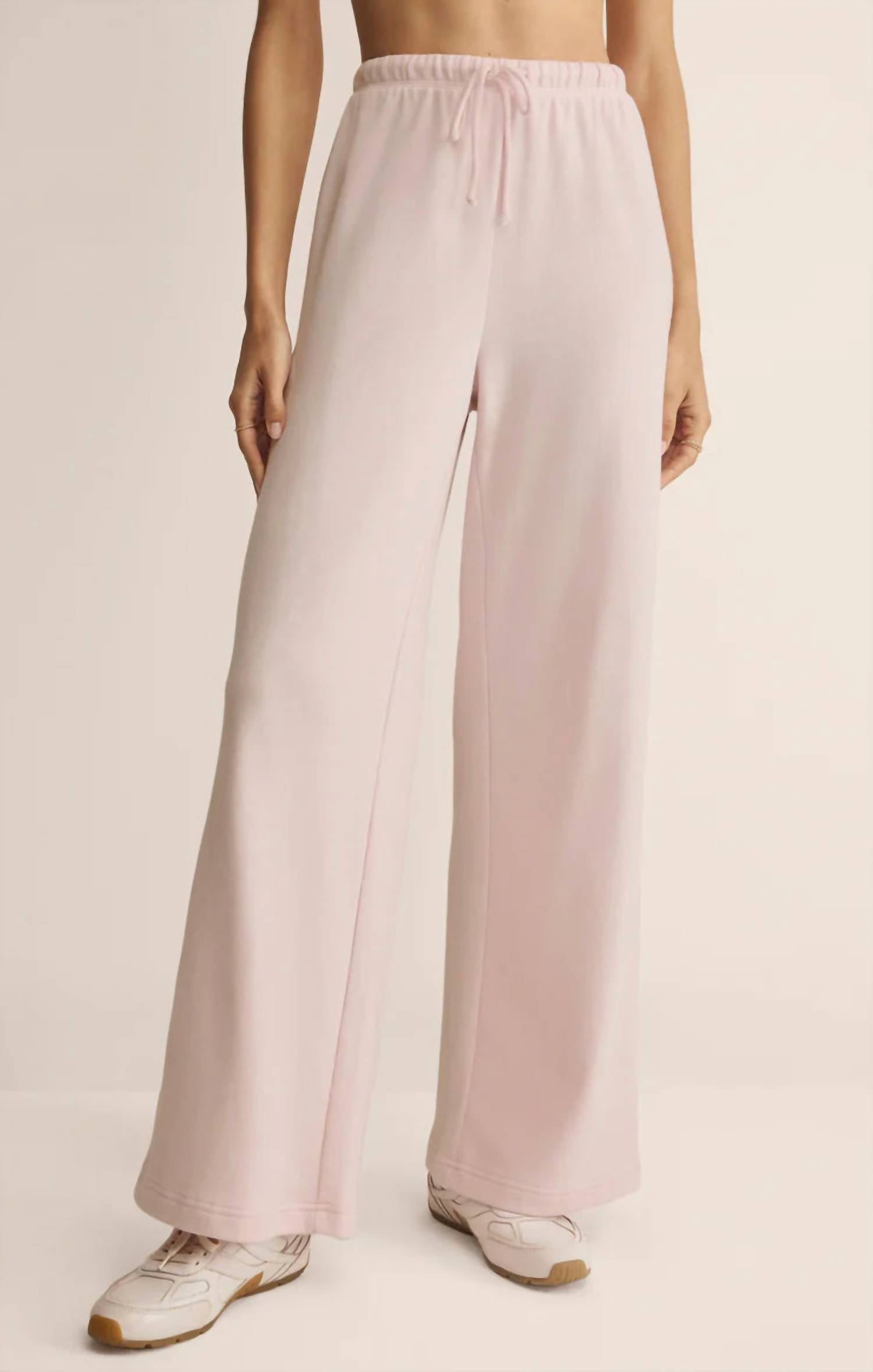 Z Supply French Terry Track Pant in baby pink - women's pants