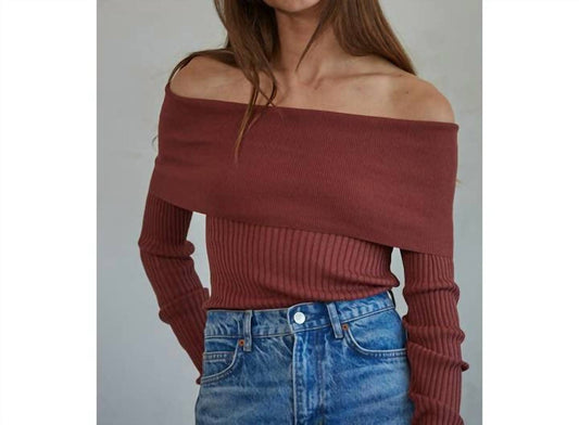 By Together - Ribbed Foldover Off Shoulder Sweater