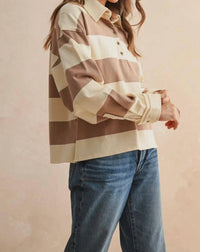 Miou Muse - Long Sleeve Wide Panel Knitted Shirt