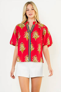 Thml - Puff Sleeve Floral Detail Top