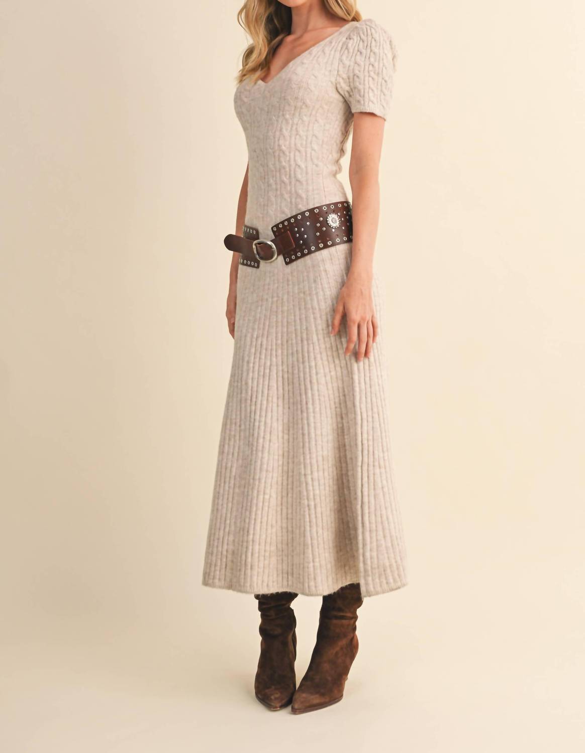 Klesis - Cable Knit Midi Sweater Dress