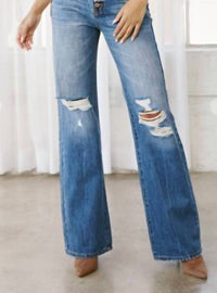 KanCan Ultra High Rise Exposed Button 90's Flare Jeans in medium wash - women's pants - alternate view