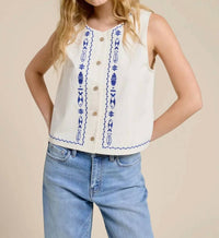 Flat White - Sea Garden Sleeveless Top