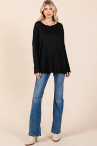 Cream N Sugar - Ribbed Crew Neck Tunic Plus