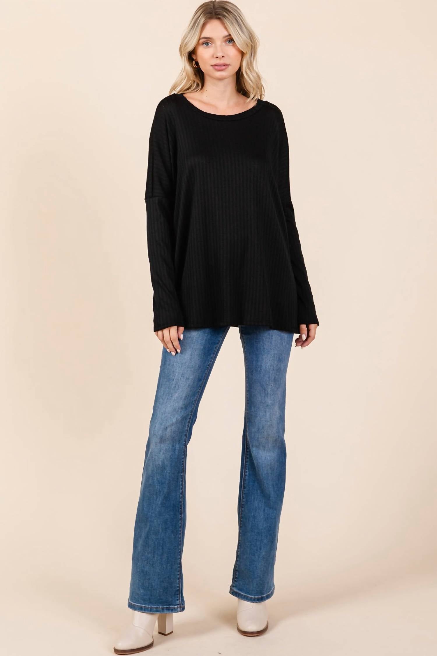 Cream N Sugar - Ribbed Crew Neck Tunic Plus
