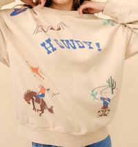 Blue B Western Graphic Howdy Sweatshirt in taupe - women's top - view 7