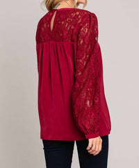 Cotton Bleu - Satin Blouse With Laced Neckline