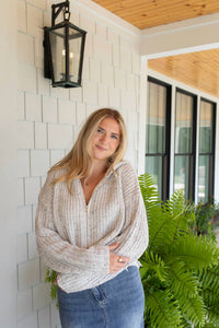 mystree Cozy Crochet Zip-Up Hoodie in beige - women's top