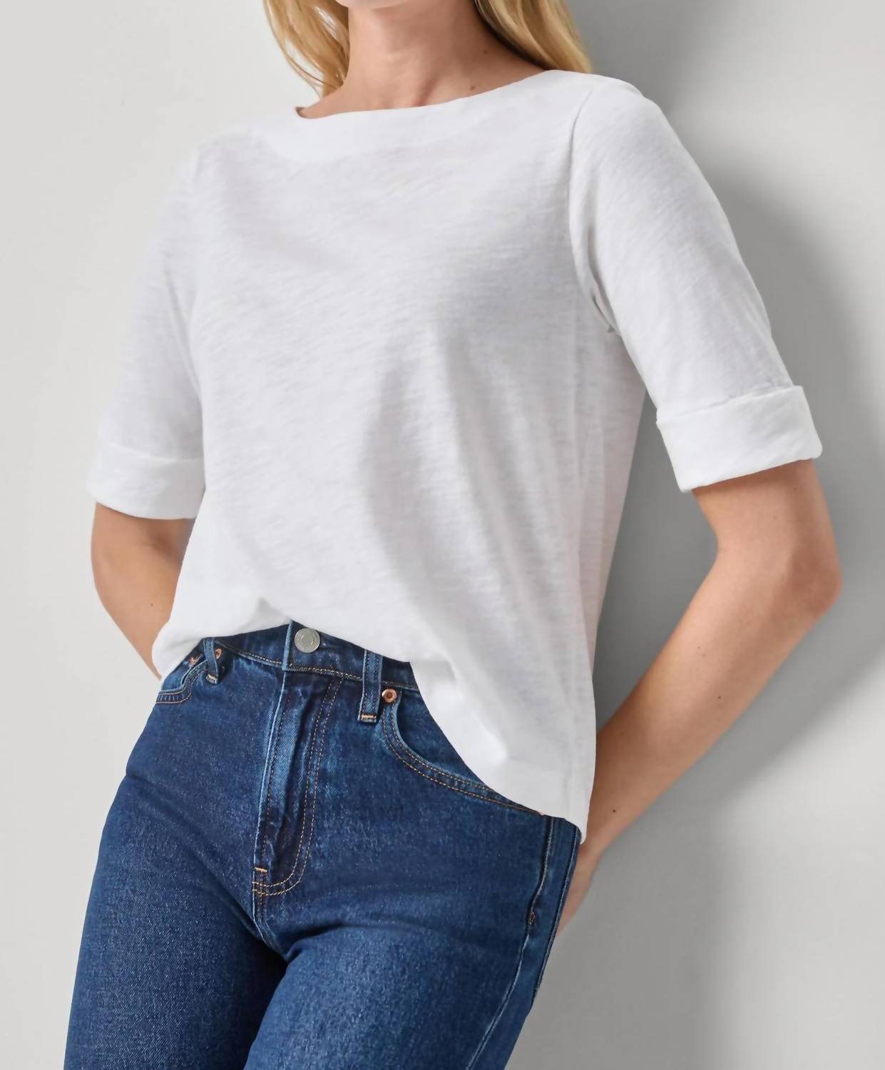 Lilla P - Cuffed Sleeve Boatneck Top