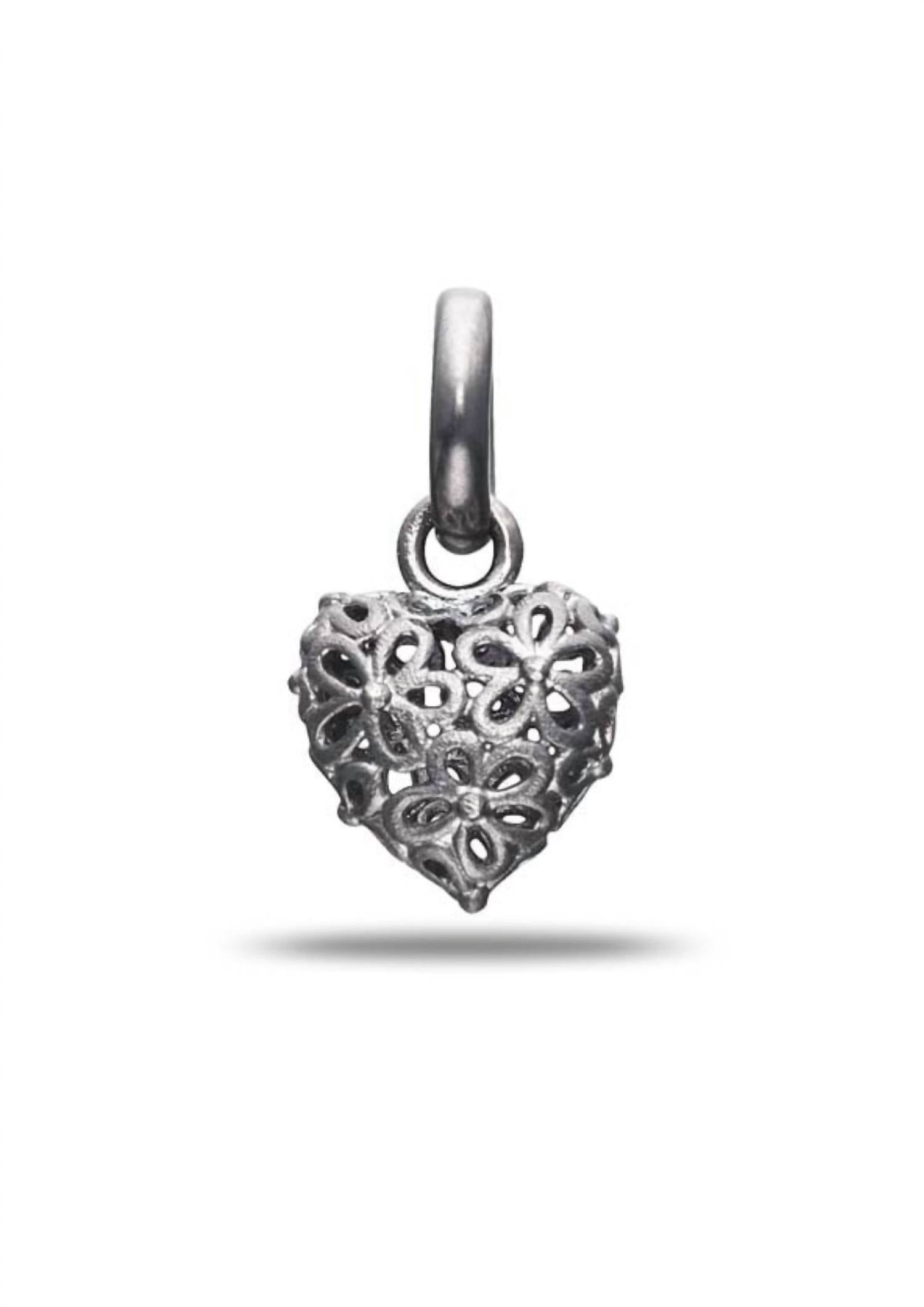 Story Jewellery - Women's Flower Pattern Heart Dangle Charm