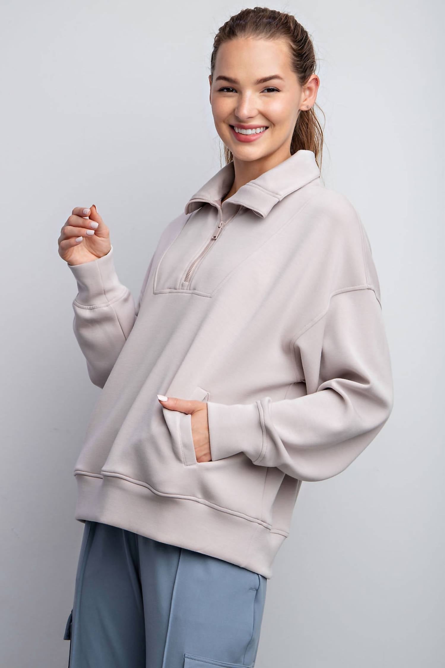 Rae Mode - Modal Quarter Zip Mock Neck Pullover
