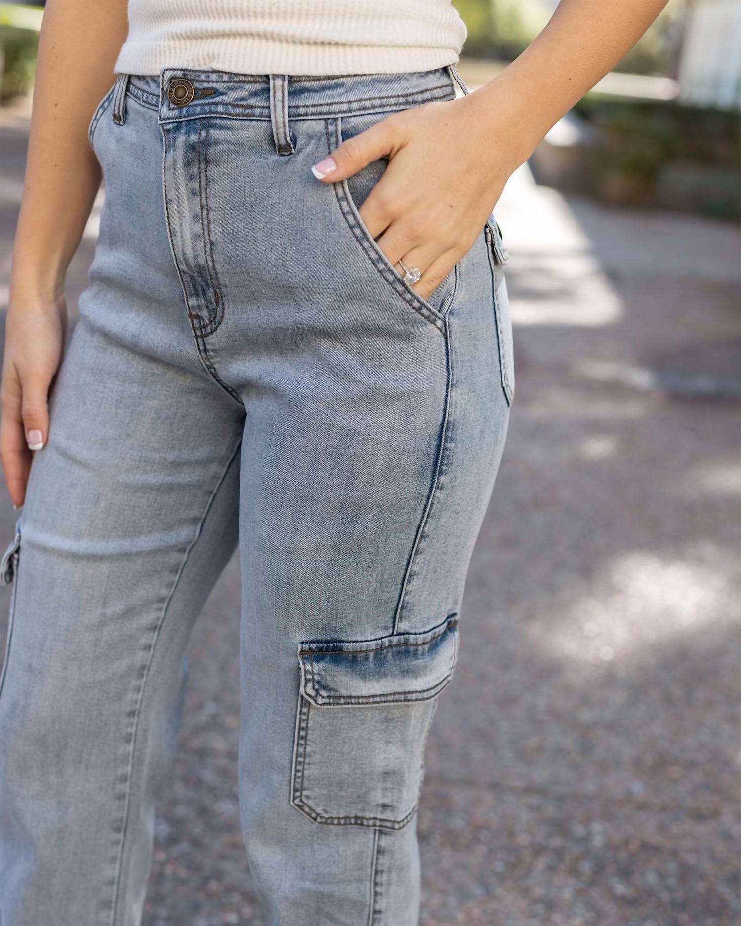 Grace And Lace - Aged Soft Wash Cargo Jeans