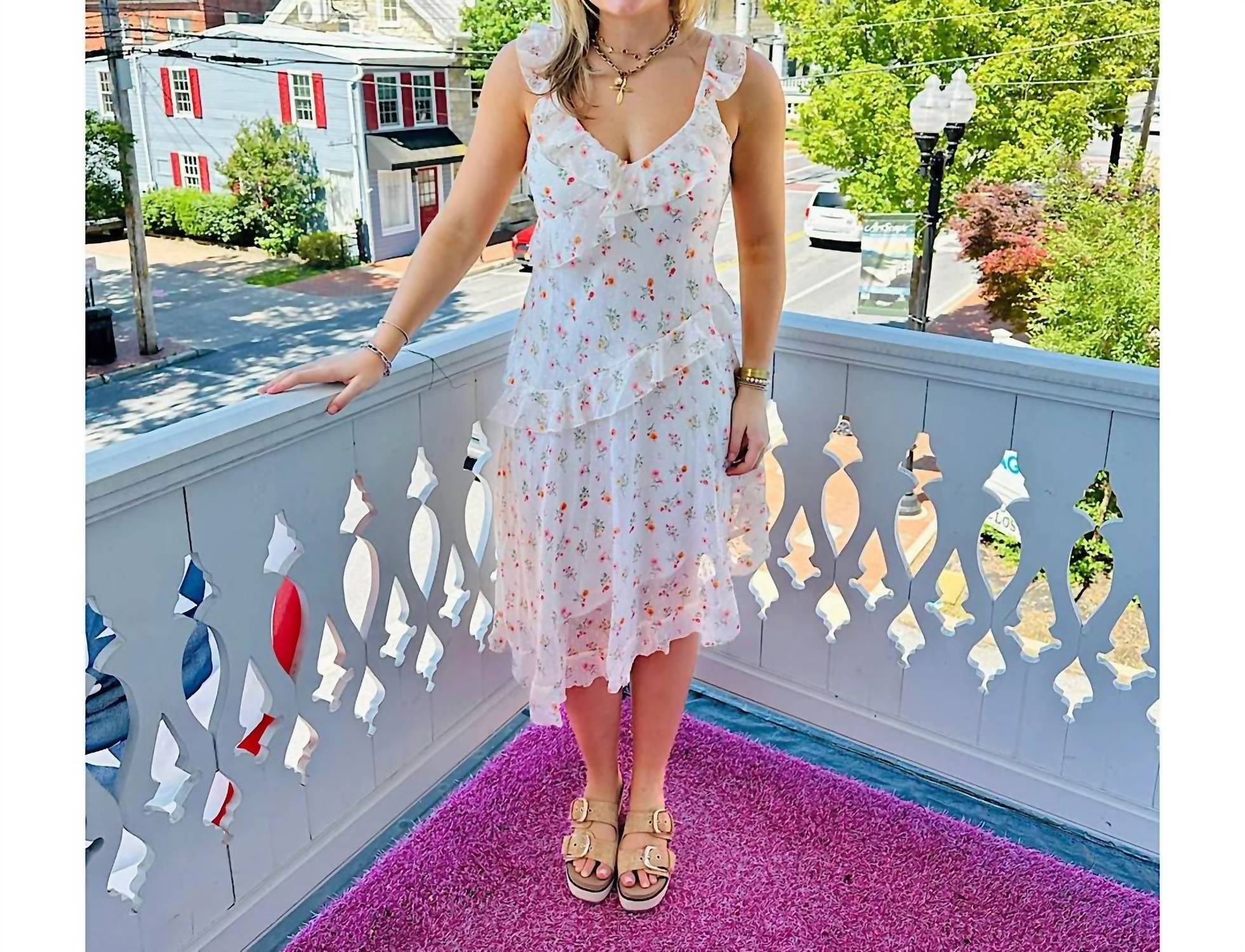 Hem & Thread - Floral Asymmetrical Chiffon Dress
