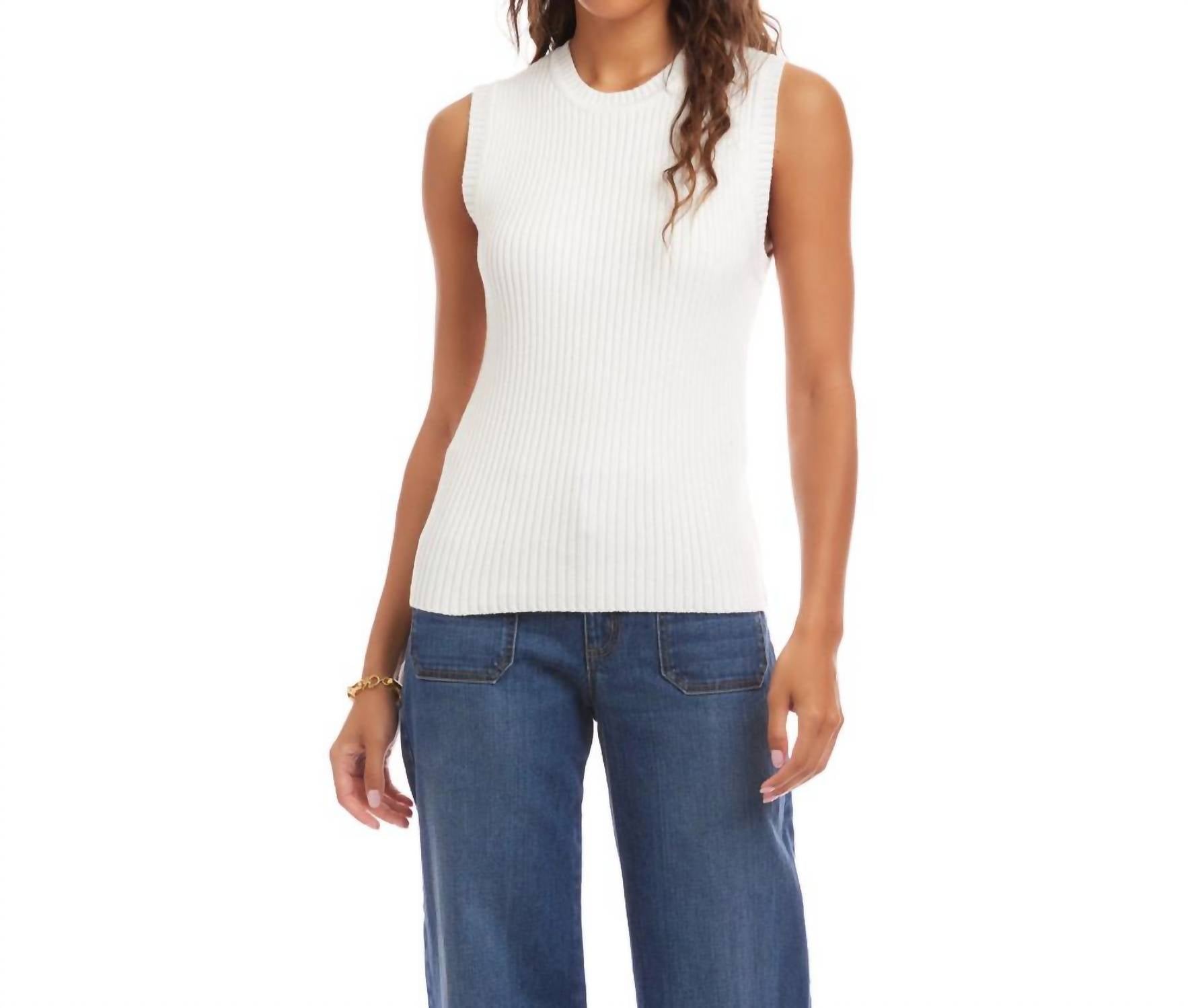 Karen Kane Ribbed Sweater Tank - Petite in off white - women's tank top