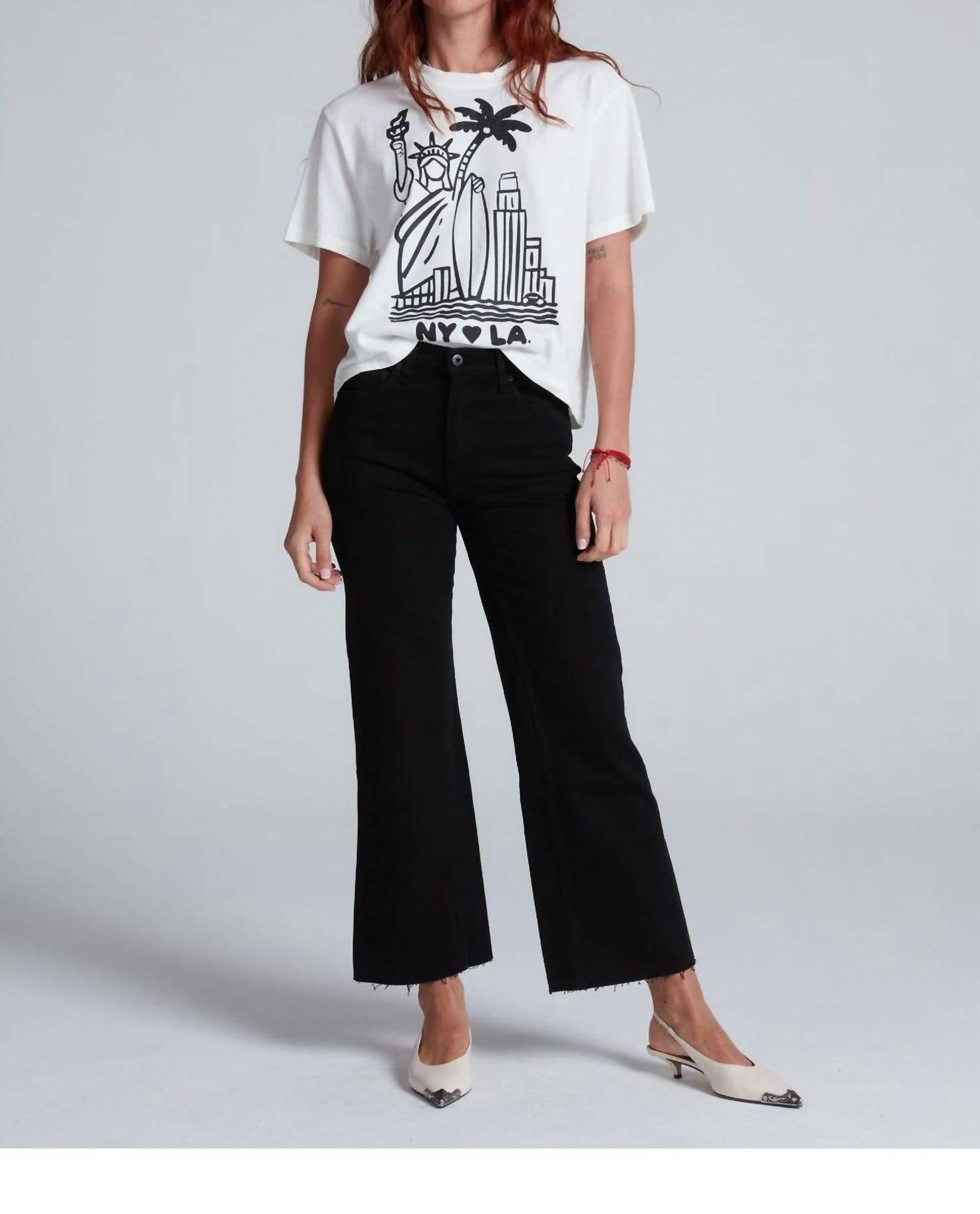 ASKK NY Shrunken Short Sleeve Boy Tee in ny la - women's t-shirt - detail view